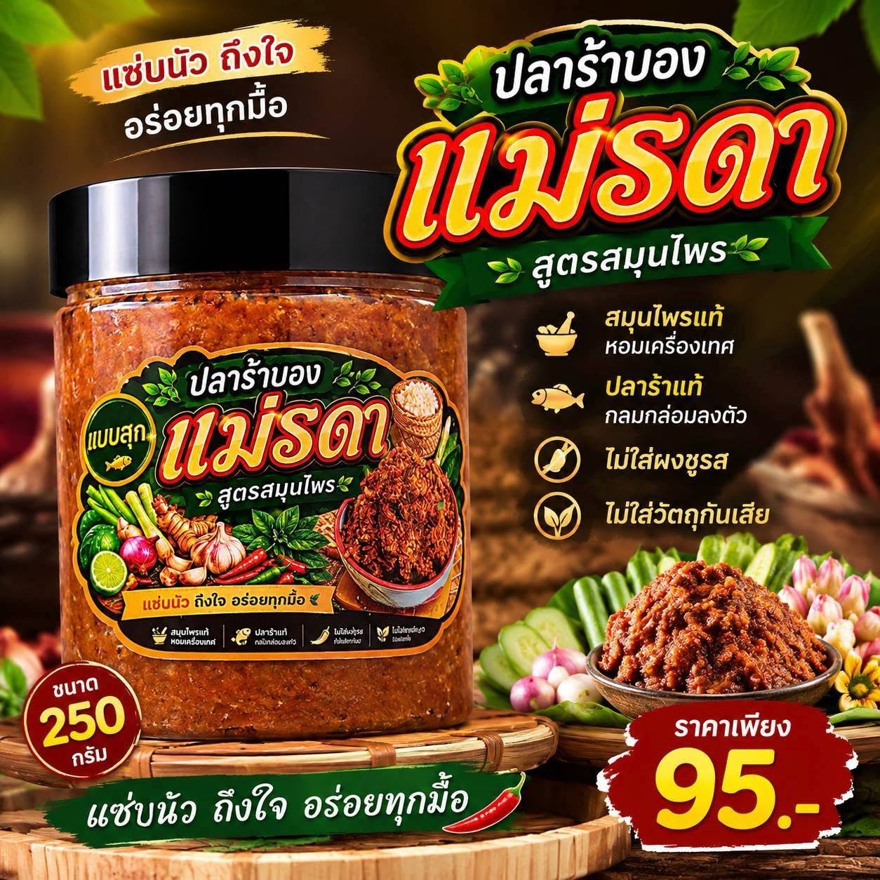 ปลาร้าบอง แม่รดา อร่อย สะอาด ไม่ใส่สารกันบูด